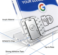Carte RFID CR80 PVC étanche NFC 13,56 MHz intelligente pour entreprises, avec code QR, pour réseaux sociaux et avis Google