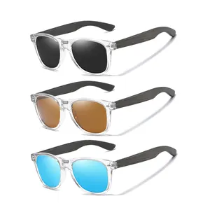 Rivetto classico di marca occhiali da sole polarizzati di nuova moda di bambù nero montatura in legno occhiali da sole per le signore