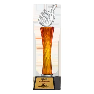 Trophée en verre gravé <span class=keywords><strong>chic</strong></span> avec cristaux, récompense pour champion des ventes, réunion annuelle, employé exceptionnel - Product Image 5