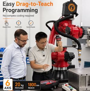 Bras de robot industriel 6 axes haute précision, charge utile 20 kg, portée 1800 mm, avec poignée de programmation par traînée pour une programmation et un soudage faciles - Product Image 1