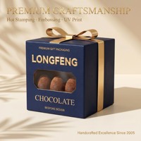 Boîte alimentaire haut de gamme personnalisée avec logo, en matériaux recyclés, couvercle et base, emballage cadeau pour chocolat avec fenêtre en PVC, ruban doré et nœud.