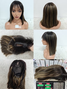 Letsfly Promotion 30$ 12A Yaki Fringe Bob <b>Wigs</b> 1x2.5inch Lace <b>Wigs</b> with Bang 12inch Color 100% Human Hair Wholesales Virgin Hair - Product Image 4