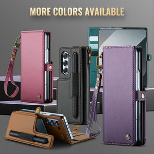 2025 nouvelle tendance S24 <span class=keywords><strong>Ultra</strong></span> S23 <span class=keywords><strong>S22</strong></span> S21 S20 coque de téléphone en cuir sans fil protégé par RFID Compatible Z pli 6 étui à cartes inclus - Product Image 6
