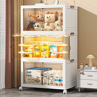 Armoire de rangement pour vêtements en plastique à double porte coulissante multi-niveaux avec logo personnalisé, en plastique PP avec portes doubles transparentes ambrées, style contemporain