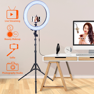 FOSOTO-Anneau lumineux LED RL18 de 18 pouces avec trépied, éclairage de photographie, lampe anneau de selfie, pour <span class=keywords><strong>Youtube</strong></span>, maquillage, Tik <span class=keywords><strong>Tok</strong></span> - Product Image 5