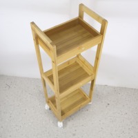 Chariot de rangement en bambou à 3 niveaux avec roulettes coulissantes Support d'organisation de toilette de salle de bain Support de cuisine Buanderie Caddy Étagère Rack