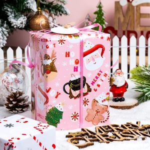 Yarcony Christmas <b>Wrapping</b> <b>Paper</b> Roll 17 Inch X 33 Feet Reversible Pink Holiday Design Gift Craft Use - Product Image 5