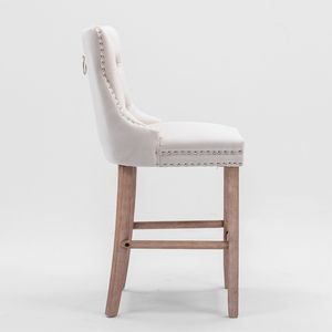DB barstools ผ้ากำมะหยี่หุ้มด้วยกระดุมตกแต่งด้วยกระจุกขาไม้โครเมี่ยมตกแต่งหัวเล็บสำหรับทานอาหารว่าง - Product Image 4