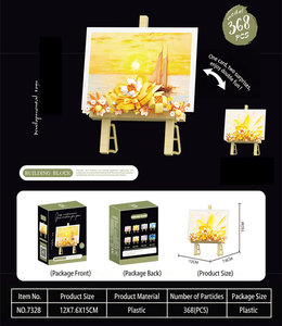 Set di Costruzioni Artistico con Cavalletto a Tema Tramonto Arancione Caldo |   Kit di Mattoncini per Pittura Floreale 3D |   Decorazioni e Regali Kawaii per la Casa - Product Image 4