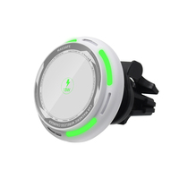 Nouveau design, chargeur de voiture sans fil à chargement ultra-rapide 15W avec éclairage vert néon à effet dégradé et clips de fixation pour grille d'aération, chargeur de téléphone pour voiture