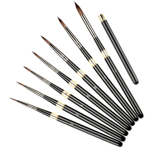 Ensemble <span class=keywords><strong>de</strong></span> pinceaux professionnels détachables pour <span class=keywords><strong>aquarelle</strong></span>, manche compact en métal noir, poils en nylon, pour artistes et peinture en plein air - Product Image 5
