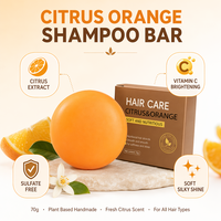 Barra de Champú Sólido Artesanal con Extracto de Naranja Cítrica, a Base de Plantas, Nutritiva, para un Cabello Suave, Sedoso y Brillante, Hidratante, 70g