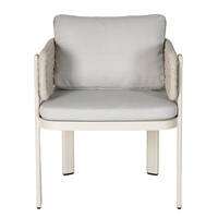 Fauteuil d'extérieur de luxe en corde tressée avec structure en aluminium et coussin moelleux pour patio, jardin et mobilier de salle à manger
