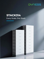 Système de stockage d'énergie Dyness Stack314 haute tension 153V 314Ah, module batterie LifePO4 60kWh, 8000 cycles, compatible avec onduleur triphasé.