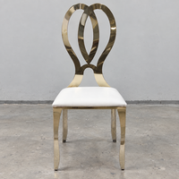 Chaise de banquet en cuir PU à double anneau en métal, dossier en forme de cœur, multicolore, pour mariage, événement, hôtel, vente en gros
