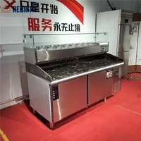 Table de préparation à pizza professionnelle en acier inoxydable à température unique, équipement de réfrigération en marbre pour comptoir à pizza - Vente en gros