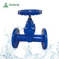 Vanne à boisseau à manivelle en fonte ductile DIN3352 F4 F5 PN16 DN100-DN350 à bride EPDM époxy bleu Vanne d'alimentation municipale