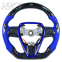 Volante de coche de fibra de carbono forjado LED para Toyota Camry Avalon Corolla Prius Ya RISC HR Rav4 Highlander cuero duradero