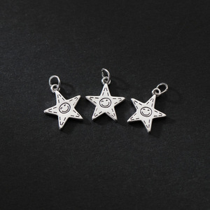 Unique 925 Sterling Silver 11.5*10MM Graver Sourire <span class=keywords><strong>Visage</strong></span> Pentagramme <span class=keywords><strong>Pendentif</strong></span> pour la Fabrication de Bijoux DIY - Product Image 6