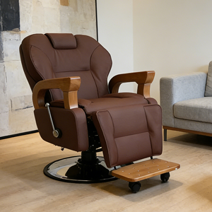 Sillón de Peluquería de Lujo Meientai, Blanco, para Peluquería, Afeitado y Estilismo, Moderno, Giratorio, Hidráulico, Pequeño - Product Image 4