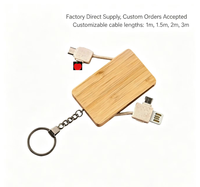 Harga Pabrik Kabel USB Multi Head 4 in 1 Pengisian Cepat Set Gantungan Kunci Bambu Kabel Data Tipe-C untuk Ponsel