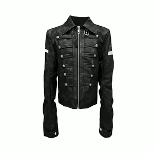 เสื้อโค้ทหนัง PU สำหรับผู้ชาย รุ่น Gothic Knight Series  ตกแต่งกระดุมรูปกางเขน  แบบผูกเชือกสองแบบ  ทรงเข้ารูป  ไหล่ตรง  แบบครอป - Product Image 1