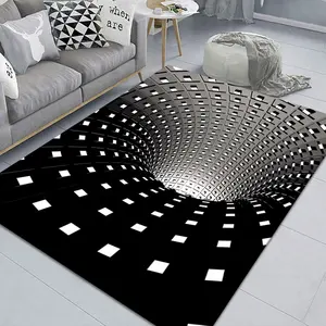 E-commerce Trends Hot selling Black Hole Printed Carpets and Rugs Floor 3D Carpet