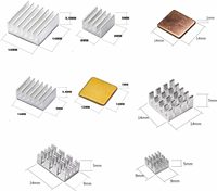 Kit de dissipateurs thermiques Pastall 100 pièces (8 tailles) avec ruban adhésif conducteur, dissipateurs thermiques en aluminium et cuivre pour modèles Raspberry Pi B/B+/2-5