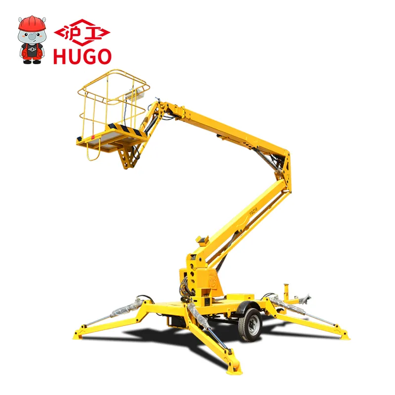 HUGO 20m Electric Sky Spider Cherry Picker Telescopic All Terrain Boom Man Boom Lift Aerial Work Spider Lift With CE