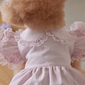 Clássico Lady Dress do fabricante para cães Gatos Corpo pequeno Teddy Bichon Primavera Verão Algodão Pet Roupas Lace Flying Sleeves - Product Image 3