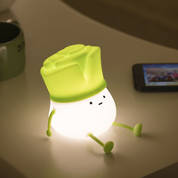 Cadeau créatif en stock, lampe de nuit à claquements de poireaux, mini veilleuse LED rechargeable en silicone au toucher doux avec port USB pour chambre à coucher
