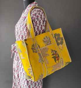 Bolsa de Tela de Algodón con Estampado Floral Indio - Bolsa Ecológica Jaipuri para Mujer - Product Image 2