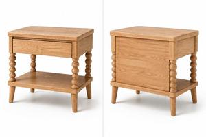 Table de chevet contemporaine en bois et rotin avec étagère de rangement, table de nuit de luxe en cannage pour hôtel, appartement, maison, décoration de chambre - Product Image 6