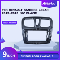Meihua Cadre de montage DVD de voiture 9 pouces UV noir ABS avec faisceau de câblage pour Renault Sandero Logan 2015-2018 CE Easy