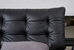Light Luxury Adjustable Button Tufted Leather <b>Bed</b> <b>Frame</b> Soft Padded Upholstered for Modern Villa & Apartment Bedroom - Product Image 3