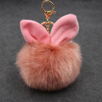 Lapin grandes fourrures boule porte-clés pompon moelleux fourrure Pom Pom promotionnel lapin porte-clés pour sac voiture breloques lapin boule de fourrure porte-clés
