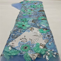 Tissu brodé de fleurs en relief 3D avec perles AO.YI. pour robes de mariée et robes de soirée - Robes de mariée et tenues de soirée