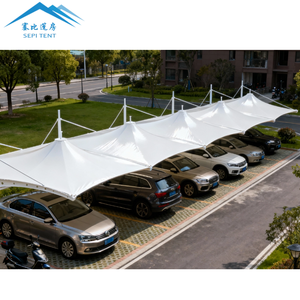 โครงสร้างเหล็กขนาดใหญ่คุณภาพสูง ทนทาน ผ้าคลุม PVDF สำหรับจอดรถเดี่ยวหรือคู่ กันน้ำ - Product Image 5