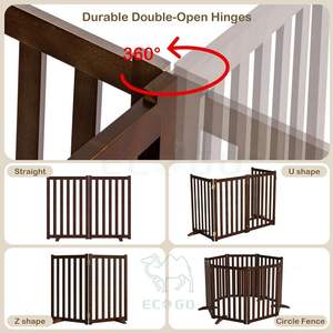 Puerta para Mascotas de Diseño Personalizado, 24 Pulgadas de Alto, Moderna, Ecológica, de Madera Sólida, Plegable, con Patas de Soporte - Product Image 3