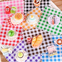Tapis de pique-nique carré de 6 pouces en résine plastique à motif quadrillé, accessoire de scène DIY pour miniatures Blythe, toile de fond pour photos de poupées, diorama