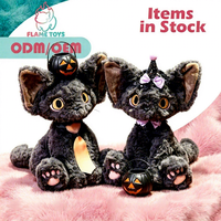 Peluche personnalisée super mignonne de chat noir allemand à poils bouclés pour Halloween, rembourrage en coton PP super doux, cadeau de Noël