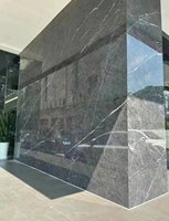 Dalle de marbre gris Pietra, 4 marches d'escalier, dalles de marbre gris Wyndham pour décoration intérieure, carreaux avec veines blanches, carreaux muraux gris Wyndham