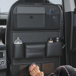 Car <b>Seat</b> Back <b>Storage</b> Bag Leather Oxford Cloth Multi Compartment Organizer For Car Interior With Cup Holders And Tablet Stand - Product Image 2