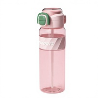 Bouteille d'eau Tritan grande capacité avec paille et poignée, gourde de sport anti-fuite pour la gym et les voyages, tasse à boire sans BPA