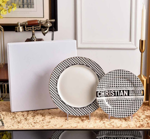 Service de vaisselle en céramique haut de gamme Thousand Grid Bird Bone, écologique, comprenant des bols, des tasses et des assiettes plates en porcelaine, pour cuisine occidentale d'hôtel, modèle peu profond - Product Image 2