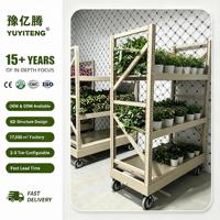 Chariot à fleurs industriel robuste en métal avec 4 roues en caoutchouc, capacité de charge de 200 kg, chariot à plantes pour serre, prix direct usine