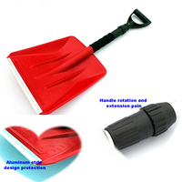 Pelle à neige GrandLuxe bleue/rouge/noire, lame en aluminium robuste et durable, manche en plastique, poignée en D, pelle à neige