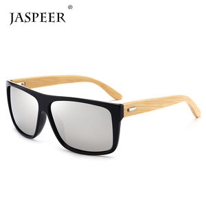 Jaspeer retro <span class=keywords><strong>azul</strong></span> cuadrado espejo gafas de sol de bambú, gafas de lentes gafas de sol - Product Image 3
