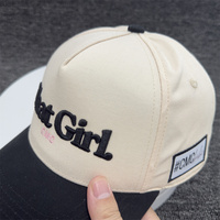 Casquette de baseball bicolore de haute qualité en gros, logo brodé 3D biologique, casquette de baseball personnalisée à 5 panneaux, casquette de baseball vierge à cadre A