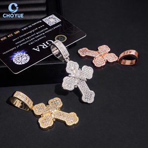 Colgante de Cruz de Moissanita VVS Certificada GRA, Plata de Ley 925, Corte Esmeralda, Estilo Iced Out, Joyería de Regalo Hip Hop - Product Image 4